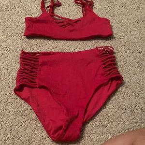 Red high waisted bikini size medium